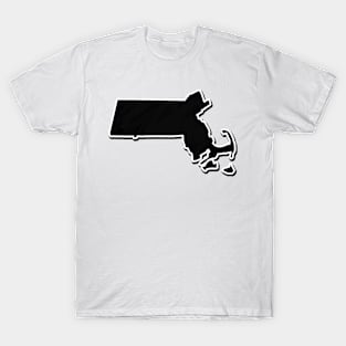 Black Massachusetts Outline T-Shirt